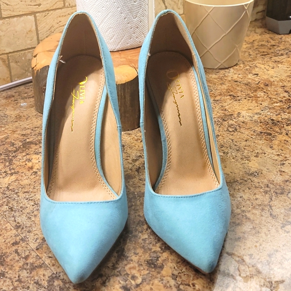 Aqua Suede Olivia "Kylie" Pumps